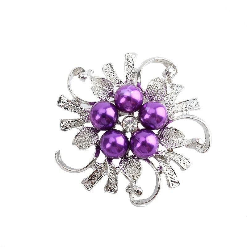 2025 Africa Europe America Fashion Silk Scarf Buckle Anti-slip Alloy High-grade Korean Version Diamond-set Pearl Brooch Rhine-diamond Clothing Pin Corsage Plant & Flower Elements Simple Fashion Style