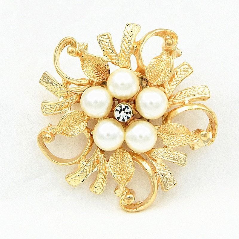 2025 Africa Europe America Fashion Silk Scarf Buckle Anti-slip Alloy High-grade Korean Version Diamond-set Pearl Brooch Rhine-diamond Clothing Pin Corsage Plant & Flower Elements Simple Fashion Style