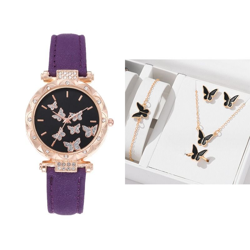 Fashion Girls Ladies Crystal Metal  Dress Watches + Necklace Bracelets earrings Jewelry Sets  Quartz Watches for School Girl students Daughters Sisters Friends Cool Birthday Gift Watches