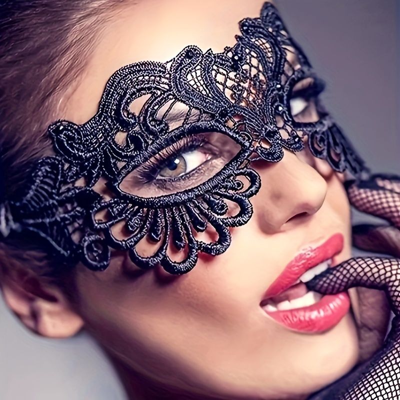 Lace Embroidery Strappy Masks, Cosplay Party Cut Out Half Face Mask, Women's Sexy Lingerie & Underwear Accessories