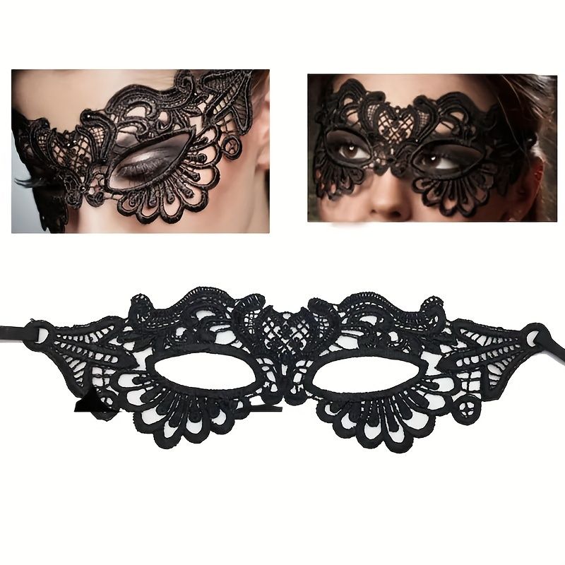 Lace Embroidery Strappy Masks, Cosplay Party Cut Out Half Face Mask, Women's Sexy Lingerie & Underwear Accessories