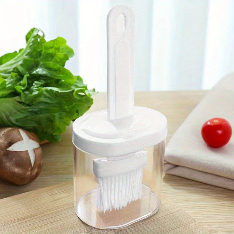 1PCS Rust-Resistant Plastic Oil Brush with Oil Can - Perfect for Baking, Cooking, BBQ, Camping, and Picnic - Kitchen and BBQ Essential Accessory