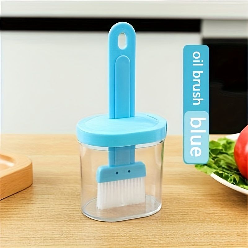1PCS Rust-Resistant Plastic Oil Brush with Oil Can - Perfect for Baking, Cooking, BBQ, Camping, and Picnic - Kitchen and BBQ Essential Accessory