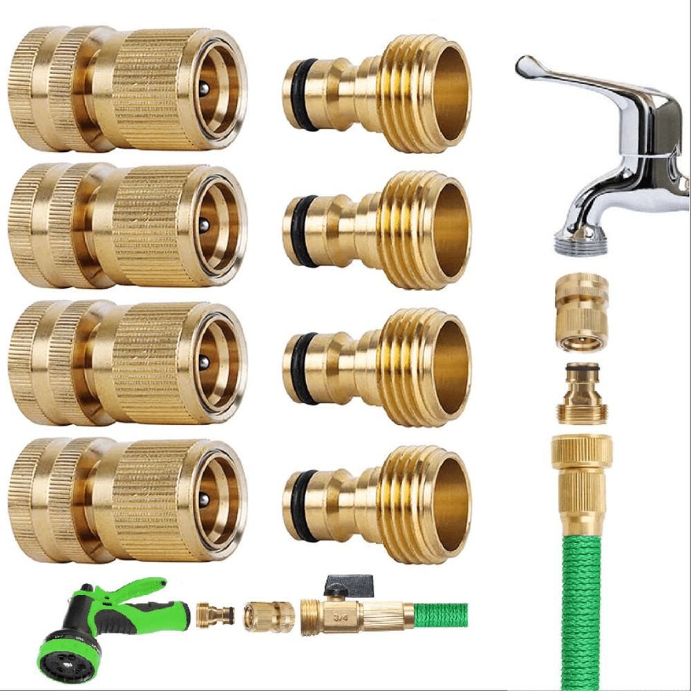 3 Set/6 Sets, Garden Hose Quick Connectors Solid Brass 3/4 Inch GHT Thread Easy Connect Fittings No-Leak Water Hose Male Female Value