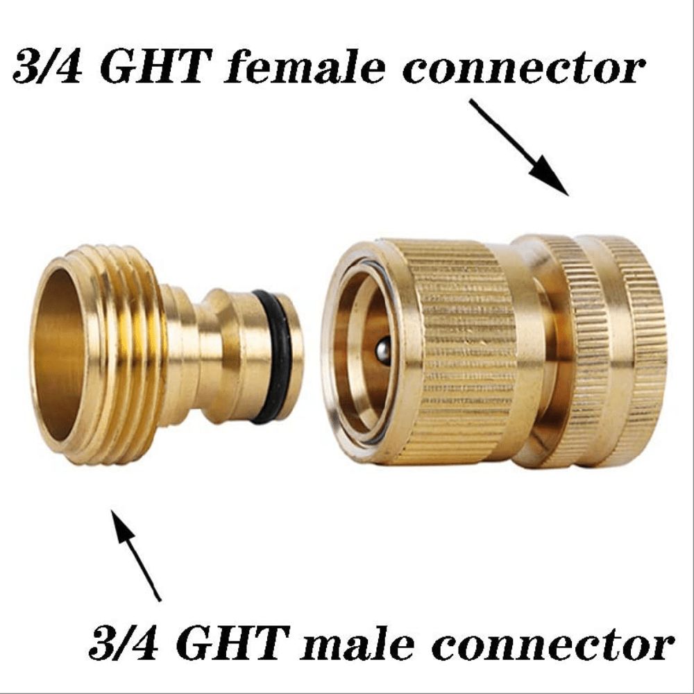 3 Set/6 Sets, Garden Hose Quick Connectors Solid Brass 3/4 Inch GHT Thread Easy Connect Fittings No-Leak Water Hose Male Female Value