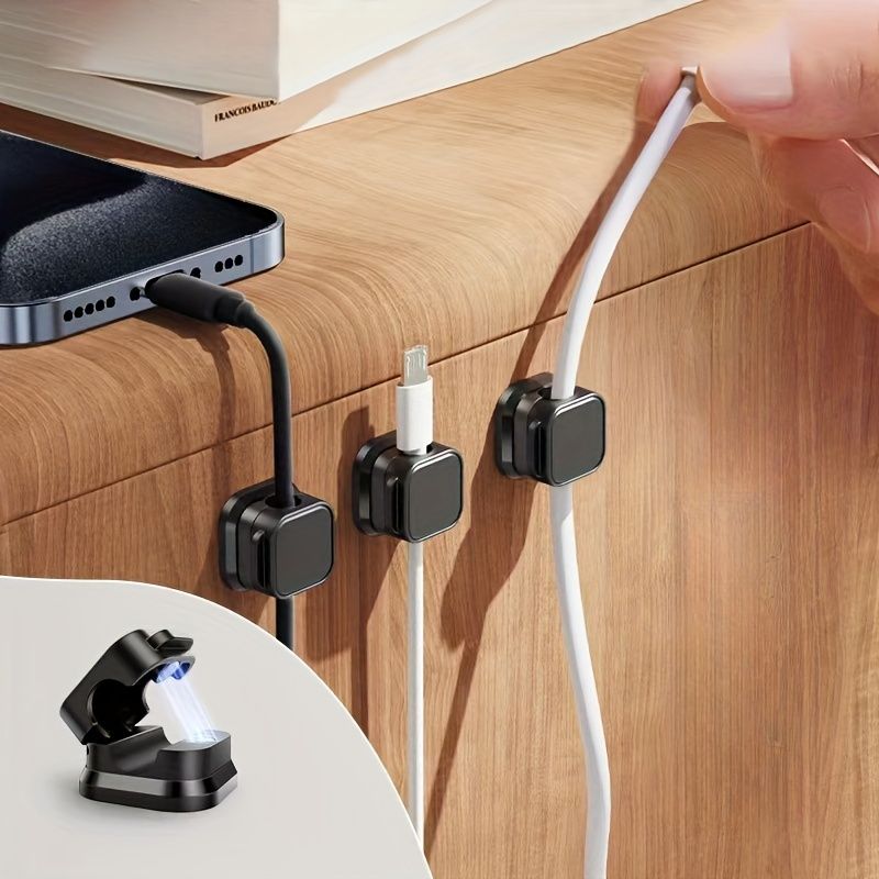 6PCS Multi-Functional Cable Clips: Secure Wires, Store Devices, No-Trace Strong Hook - PVC Material, No Battery Included