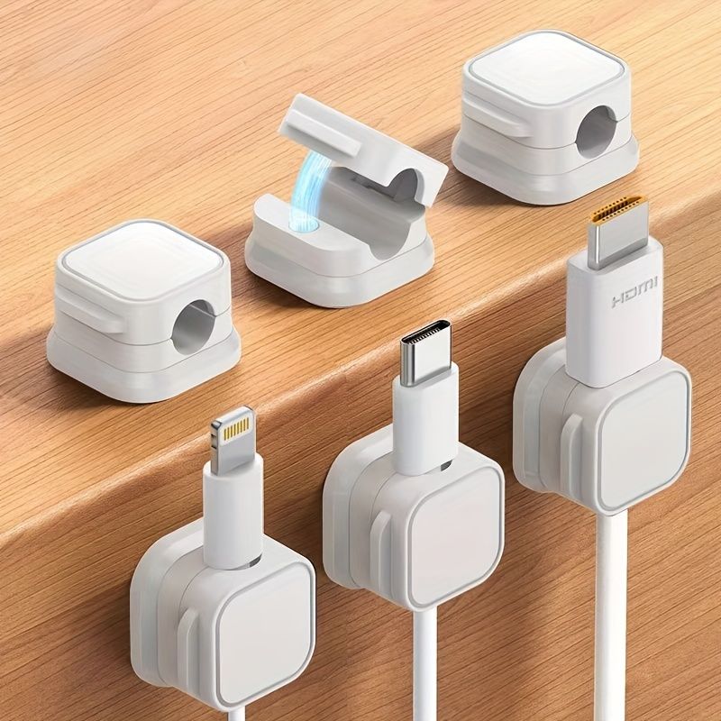 6PCS Multi-Functional Cable Clips: Secure Wires, Store Devices, No-Trace Strong Hook - PVC Material, No Battery Included