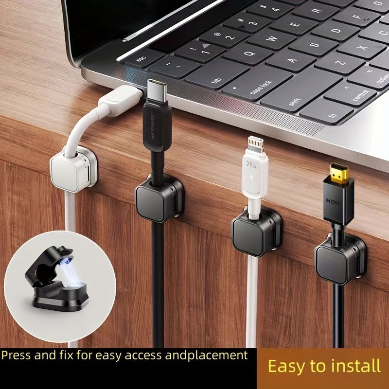 6PCS Multi-Functional Cable Clips: Secure Wires, Store Devices, No-Trace Strong Hook - PVC Material, No Battery Included
