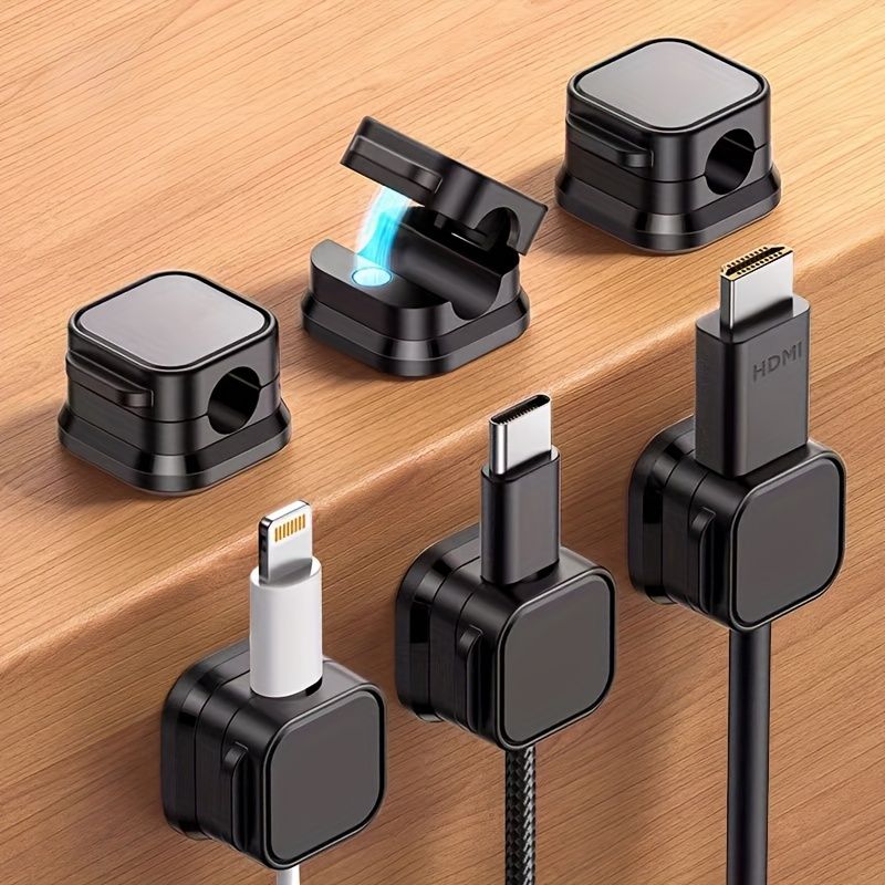 6PCS Multi-Functional Cable Clips: Secure Wires, Store Devices, No-Trace Strong Hook - PVC Material, No Battery Included