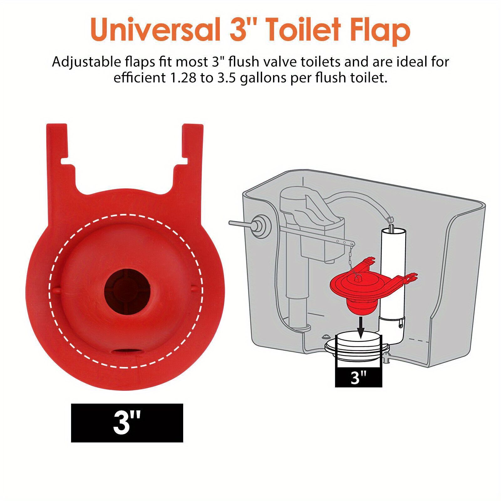 1PCS Toilet Flapper Ultra High Performance Universal Fittings 3-Inch Flush Valve, High-Quality Durable Material, Toilet Repair Parts