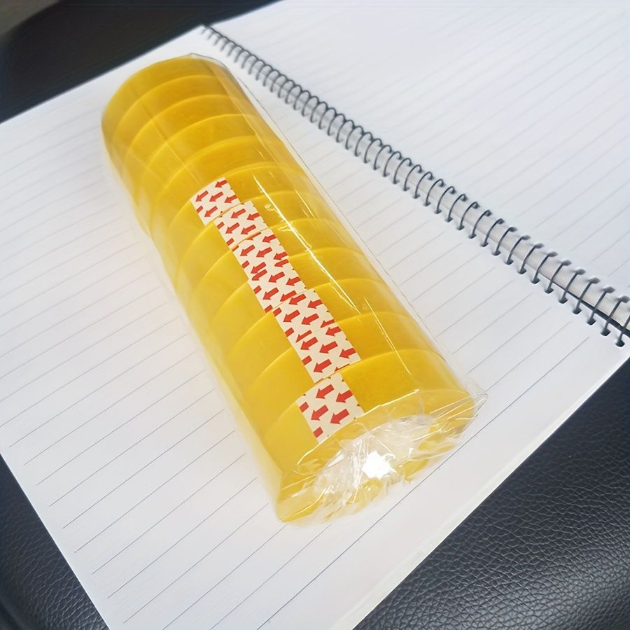 12 Rolls of Clear Office Tape - Transparent, Waterproof, PP Material