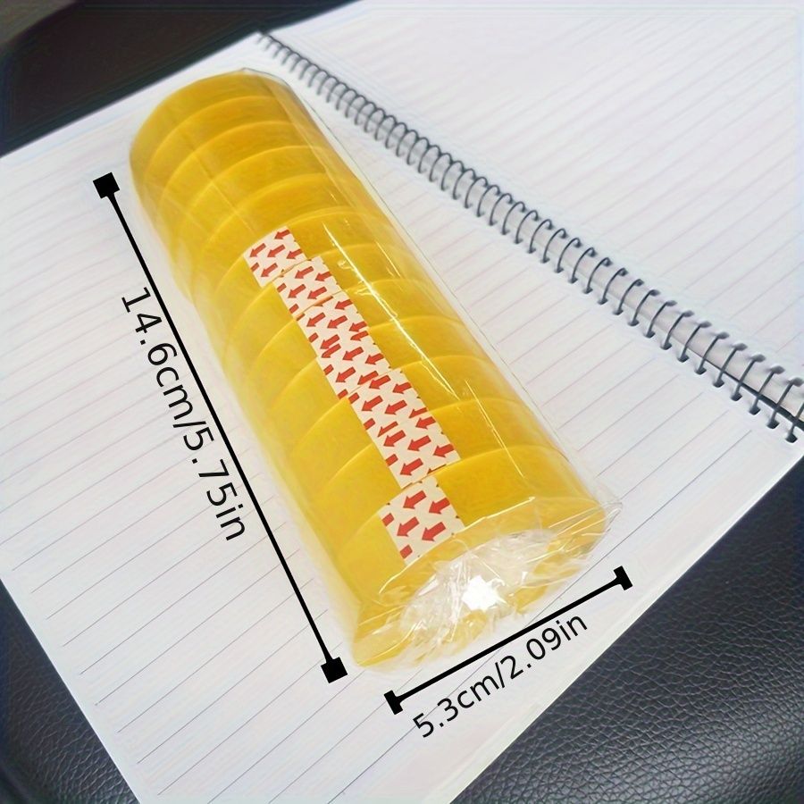 12 Rolls of Clear Office Tape - Transparent, Waterproof, PP Material