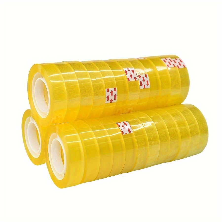 12 Rolls of Clear Office Tape - Transparent, Waterproof, PP Material