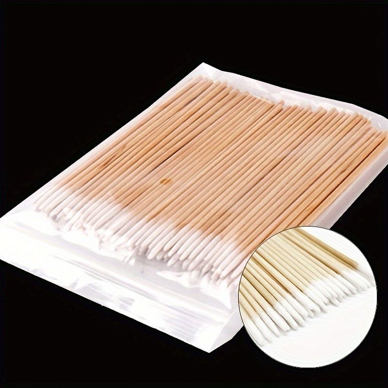 500Pcs Premium Micro Swabs - Gentle Nail, Makeup, Ears Cleaning, Cosmetic and Eyelash Extension Tools - Bulk Pack with Durable Wood Buds Tips