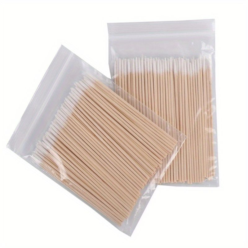 500Pcs Premium Micro Swabs - Gentle Nail, Makeup, Ears Cleaning, Cosmetic and Eyelash Extension Tools - Bulk Pack with Durable Wood Buds Tips