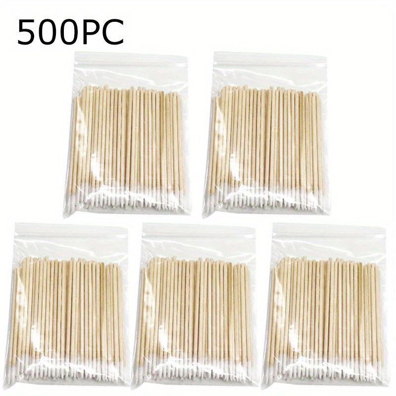 500Pcs Premium Micro Swabs - Gentle Nail, Makeup, Ears Cleaning, Cosmetic and Eyelash Extension Tools - Bulk Pack with Durable Wood Buds Tips