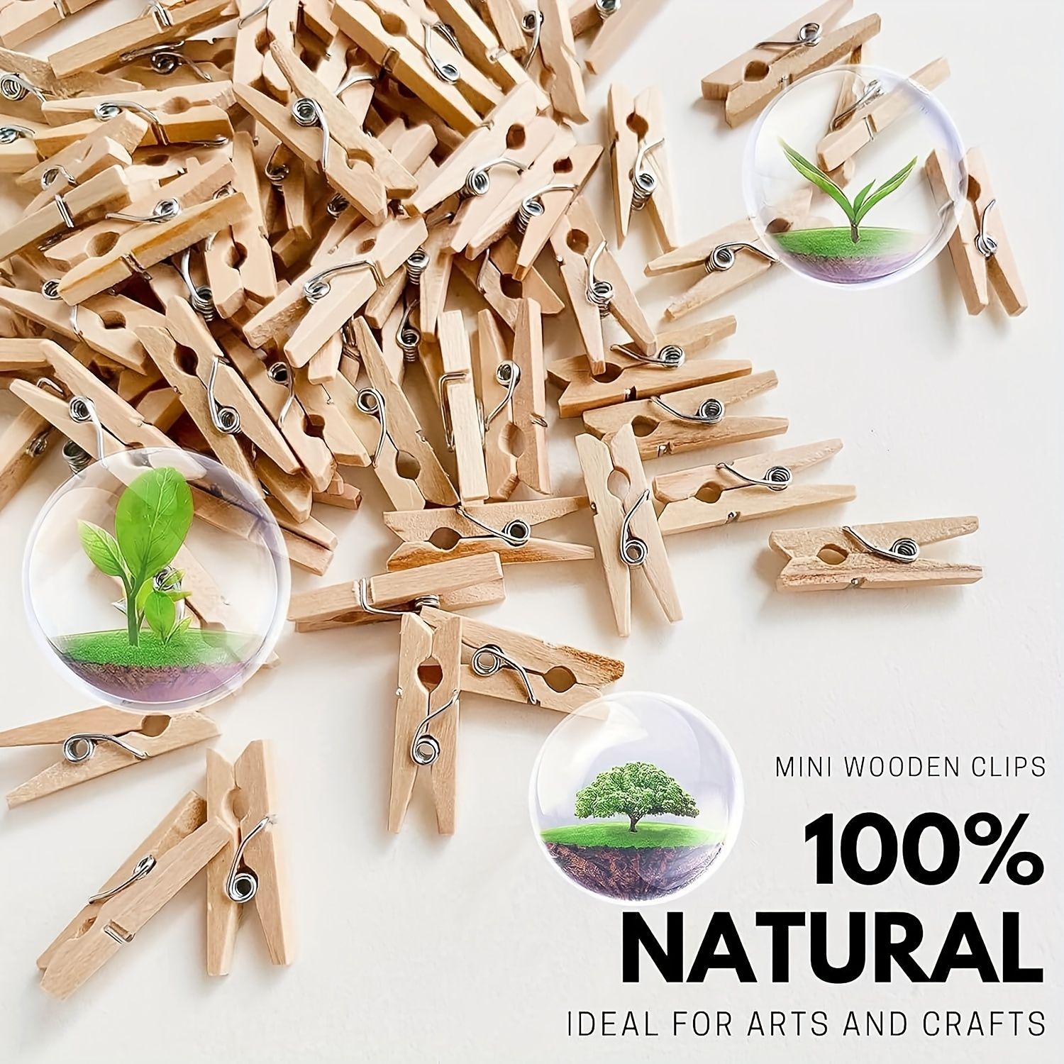 100pcs Natural Wooden Mini Clothes Pins - Small Photo Clips for Creative Crafts, Arts, and Decorations - Perfect for DIY Projects, Cocktail Party Decor, and Photo Display