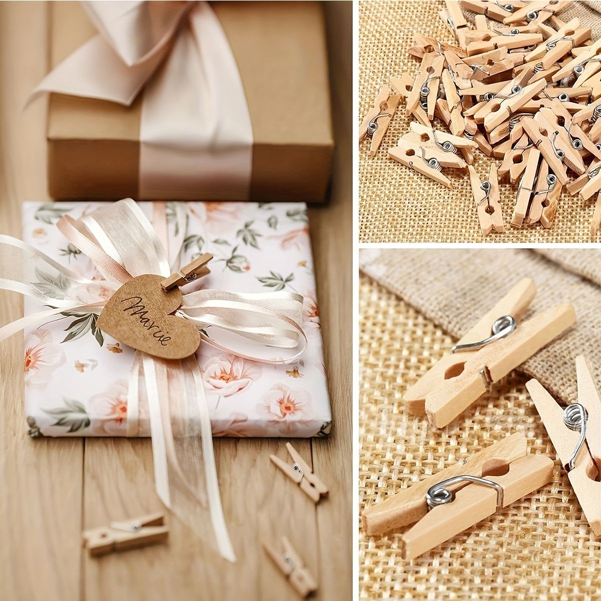 100pcs Natural Wooden Mini Clothes Pins - Small Photo Clips for Creative Crafts, Arts, and Decorations - Perfect for DIY Projects, Cocktail Party Decor, and Photo Display