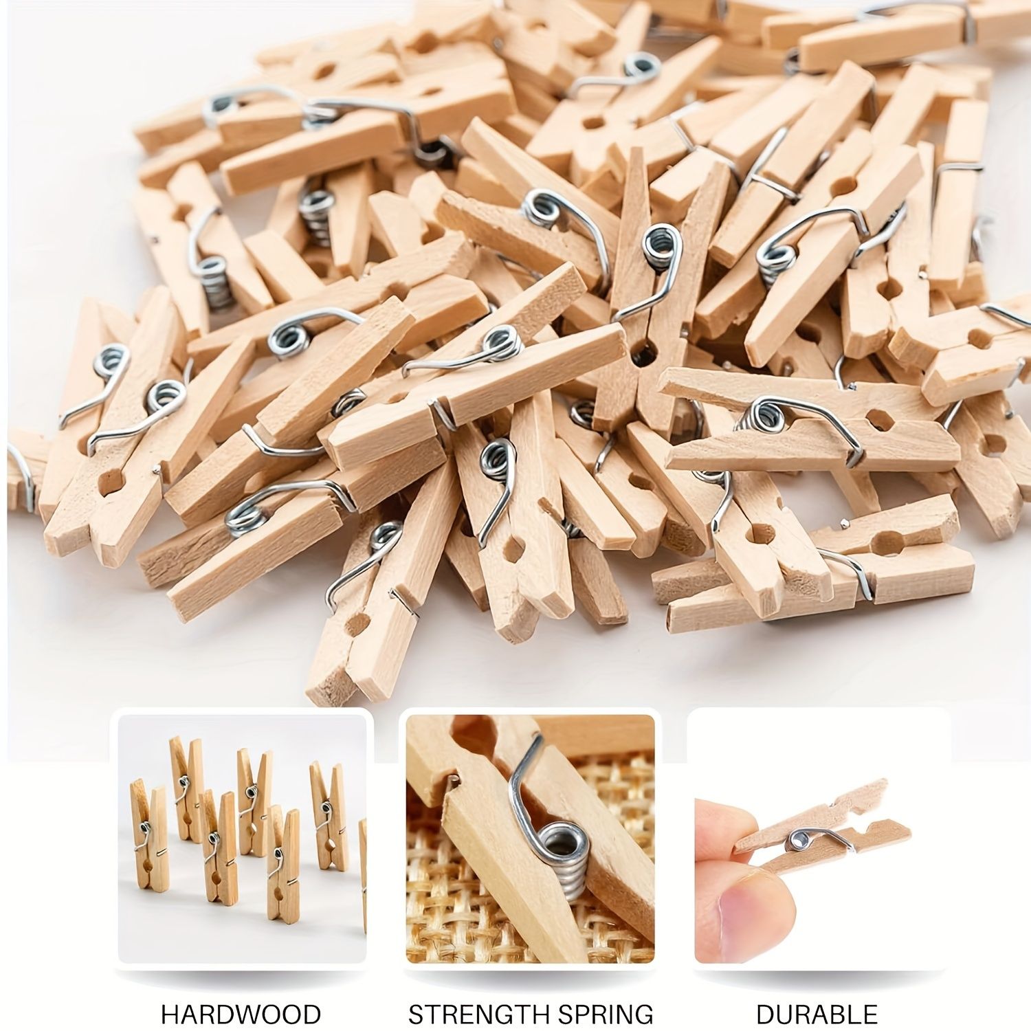 100pcs Natural Wooden Mini Clothes Pins - Small Photo Clips for Creative Crafts, Arts, and Decorations - Perfect for DIY Projects, Cocktail Party Decor, and Photo Display