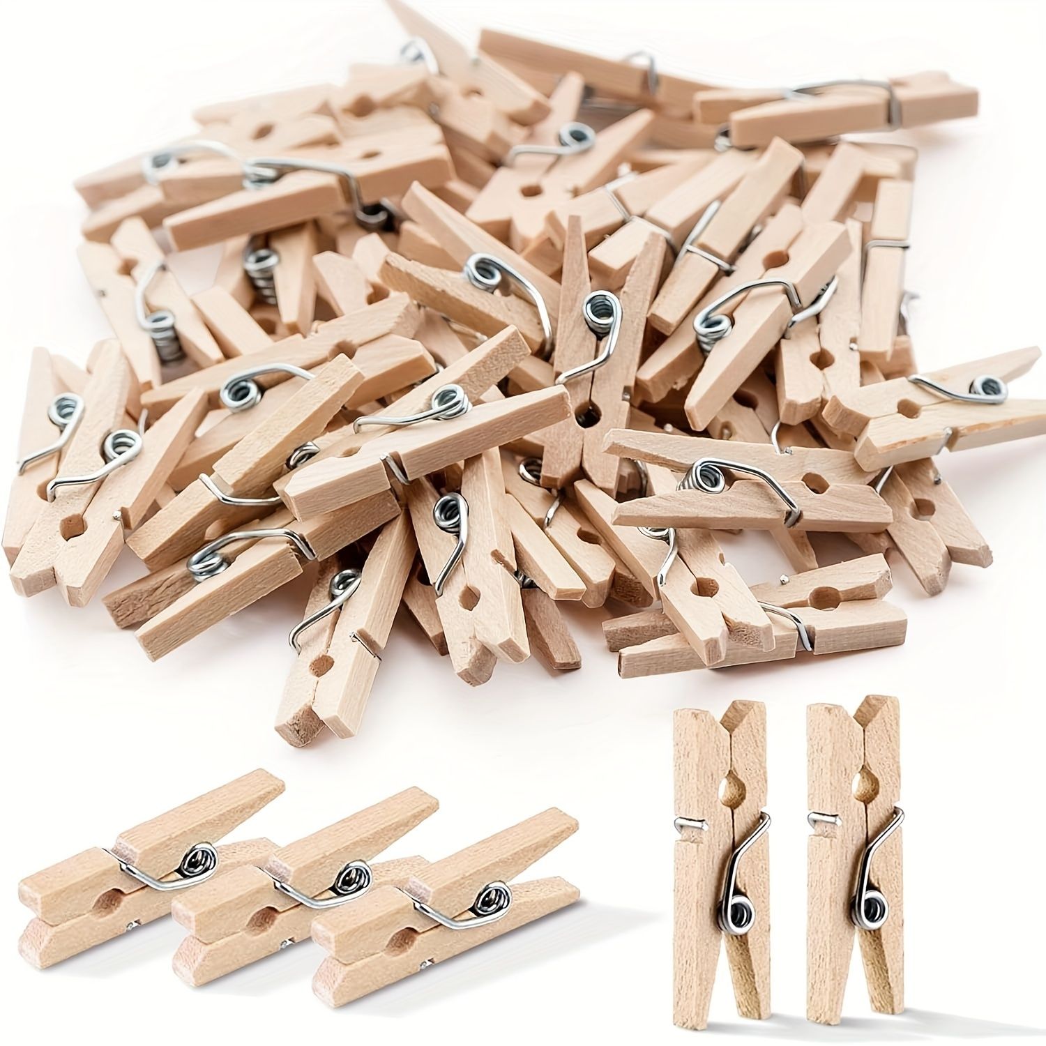 100pcs Natural Wooden Mini Clothes Pins - Small Photo Clips for Creative Crafts, Arts, and Decorations - Perfect for DIY Projects, Cocktail Party Decor, and Photo Display