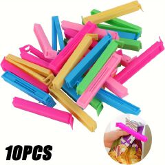 10pcs Plastic Food Bag Chip Clips, Reusable Sealing Clamps, Moisture-proof and Dust-proof Fresh-Keeping Kitchen Organizers and Storage Accessories.