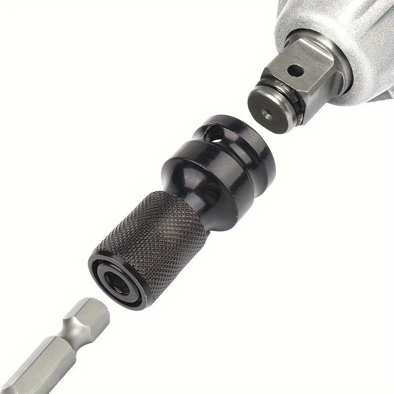 1pc Metal Drill Chuck Conversion Head for Electric Wrench, Hex to 1/4" Expansion Bit Adapter, No Electricity Required