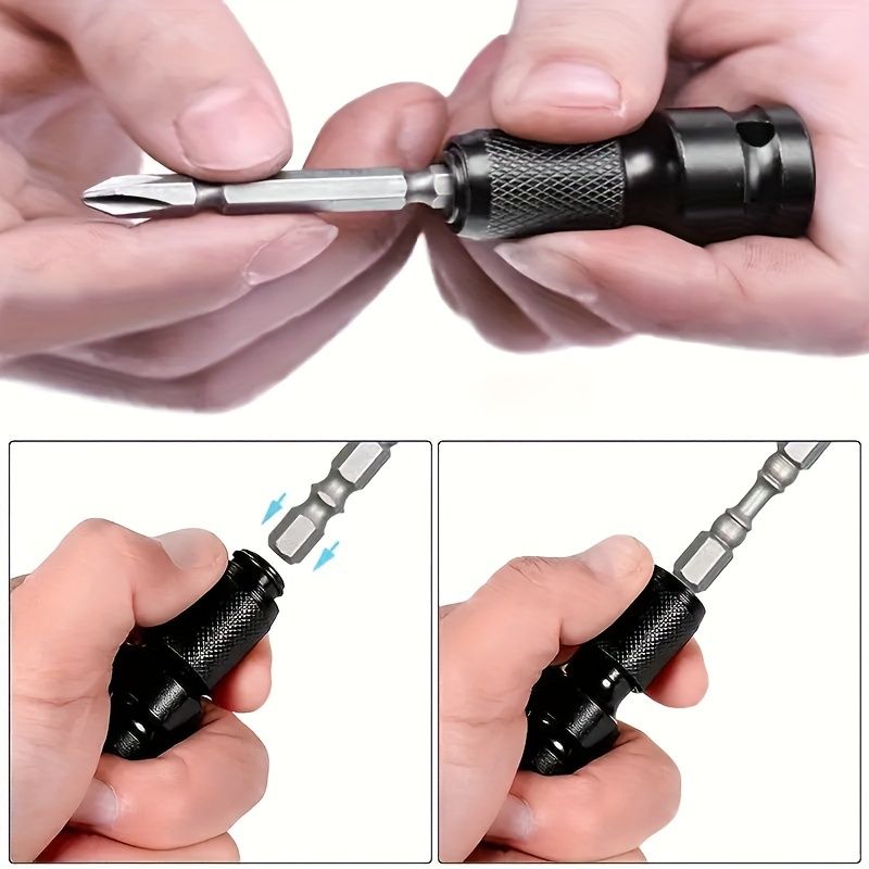 1pc Metal Drill Chuck Conversion Head for Electric Wrench, Hex to 1/4" Expansion Bit Adapter, No Electricity Required
