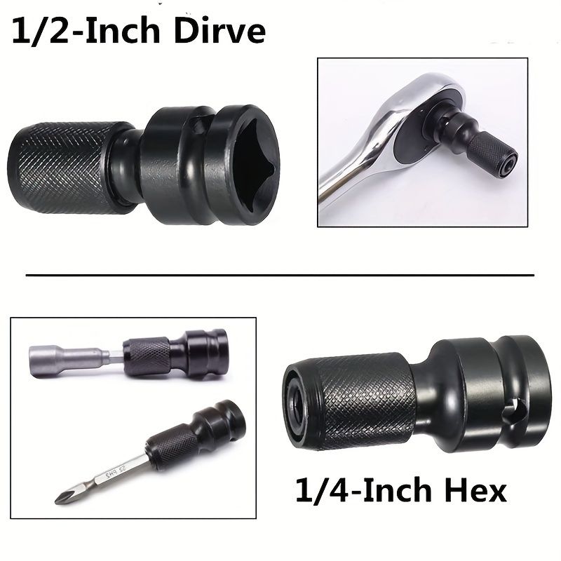 1pc Metal Drill Chuck Conversion Head for Electric Wrench, Hex to 1/4" Expansion Bit Adapter, No Electricity Required