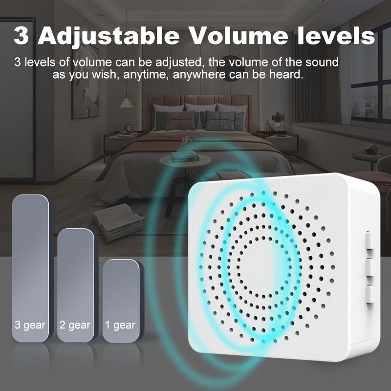 1 Set Portable Wireless Doorbell System - Touch-Controlled, Self-Adhesive, 38 Freely Switchable Ringtones, Elderly Alarm, No WiFi Required, Battery-Powered with Button Battery (Diameter ≥20mm) - Indoo