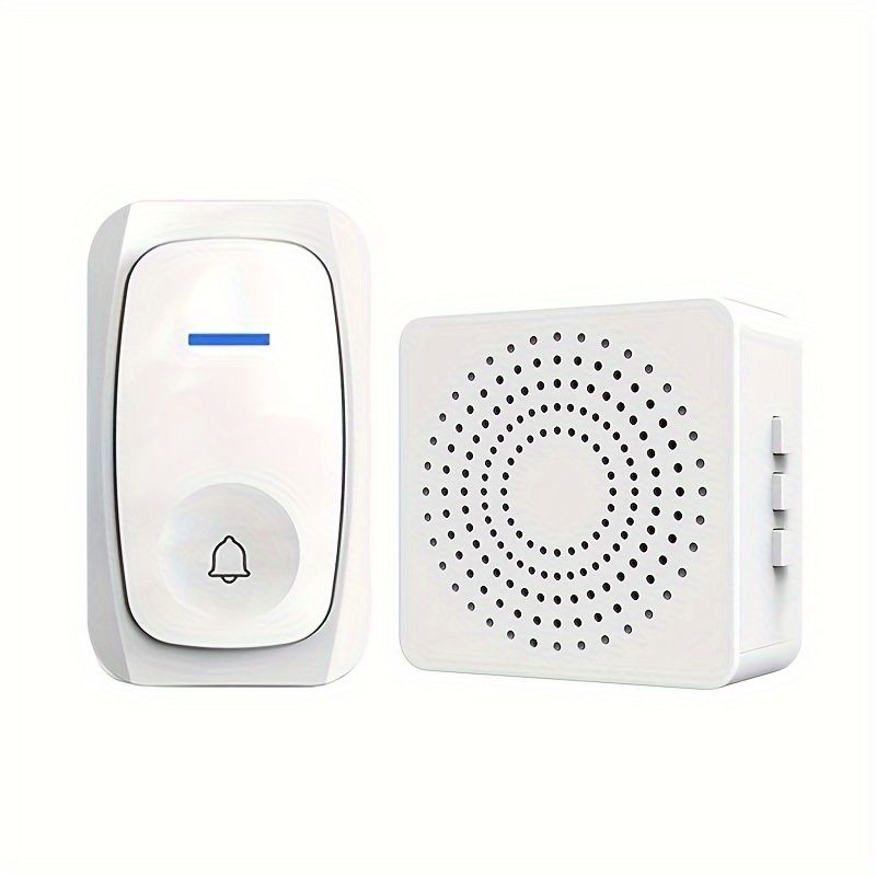 1 Set Portable Wireless Doorbell System - Touch-Controlled, Self-Adhesive, 38 Freely Switchable Ringtones, Elderly Alarm, No WiFi Required, Battery-Powered with Button Battery (Diameter ≥20mm) - Indoo