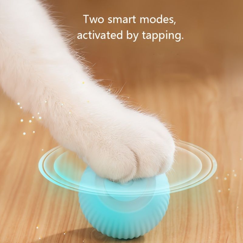 1 Intelligent Cat Toy - Self-Entertaining Rolling Ball with Automatic Teasing Function, USB Rechargeable Lithium-Polymer Battery, Silicone Material, Striped Pattern, Safe 36V Operating Voltage
