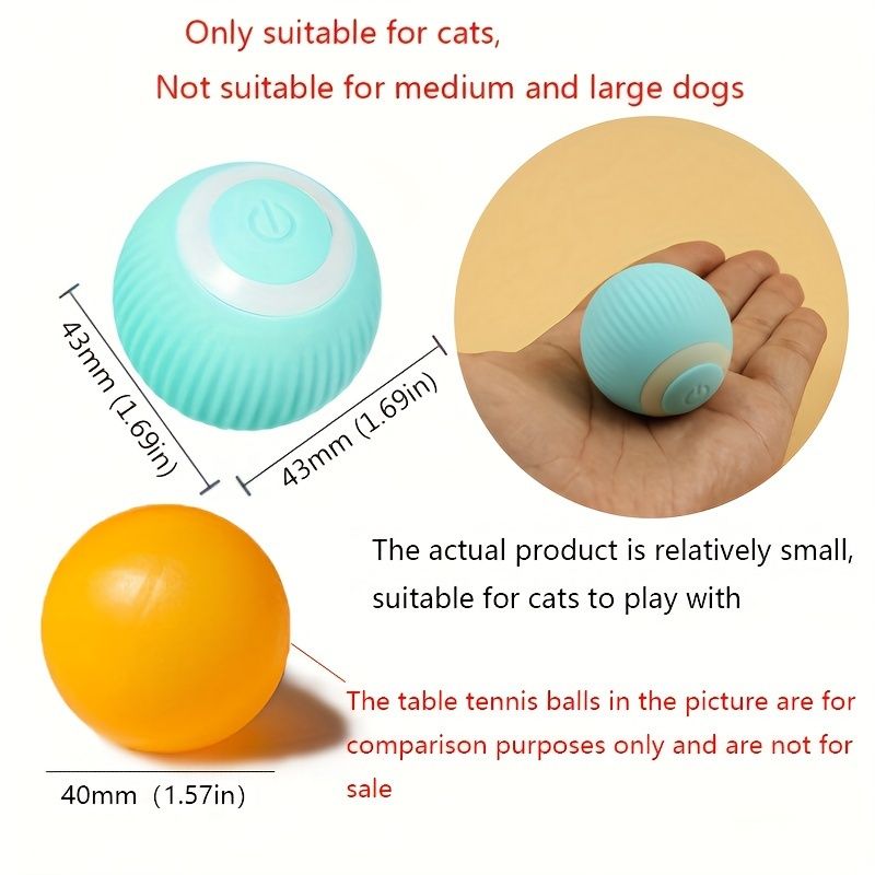 1 Intelligent Cat Toy - Self-Entertaining Rolling Ball with Automatic Teasing Function, USB Rechargeable Lithium-Polymer Battery, Silicone Material, Striped Pattern, Safe 36V Operating Voltage