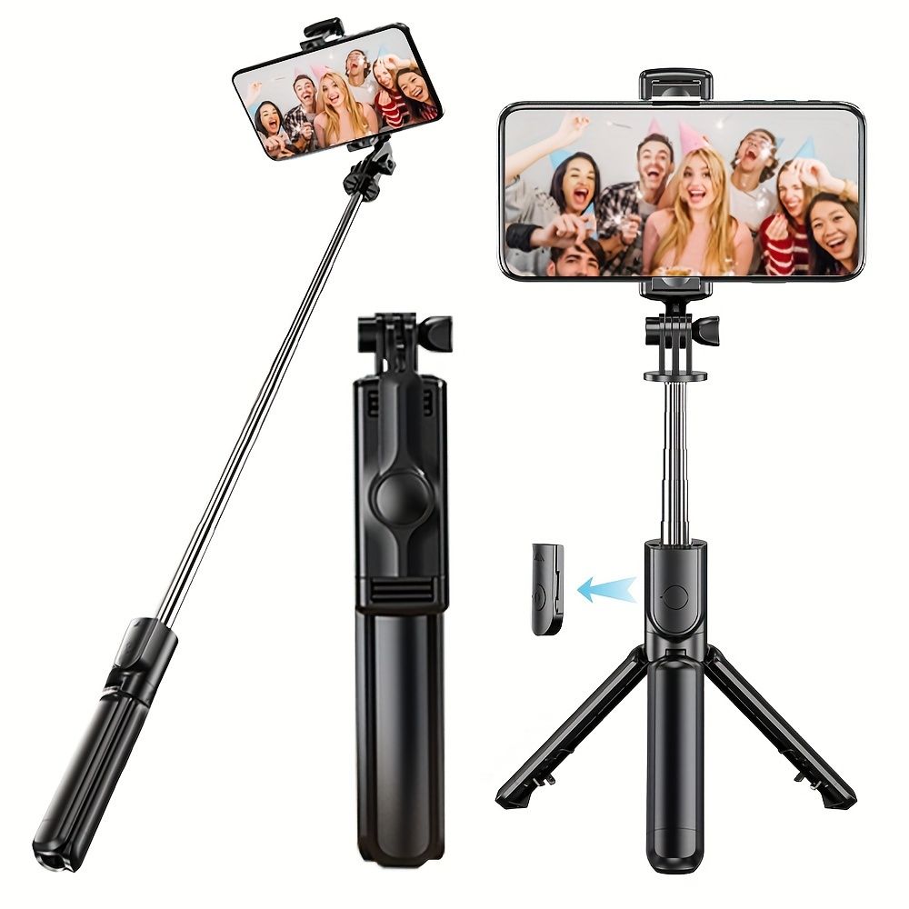 Wireless Selfie Stick with Extendable Tripod Stand, Detachable Remote Shutter, Battery-Powered Plastic Selfie Stick for Video Recording, Photography, Live Streaming, Vlogging, and Parties