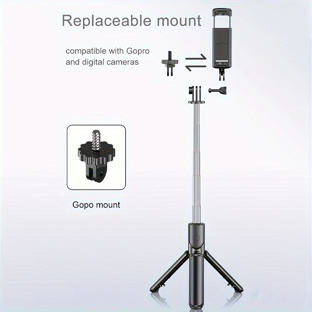 Wireless Selfie Stick with Extendable Tripod Stand, Detachable Remote Shutter, Battery-Powered Plastic Selfie Stick for Video Recording, Photography, Live Streaming, Vlogging, and Parties