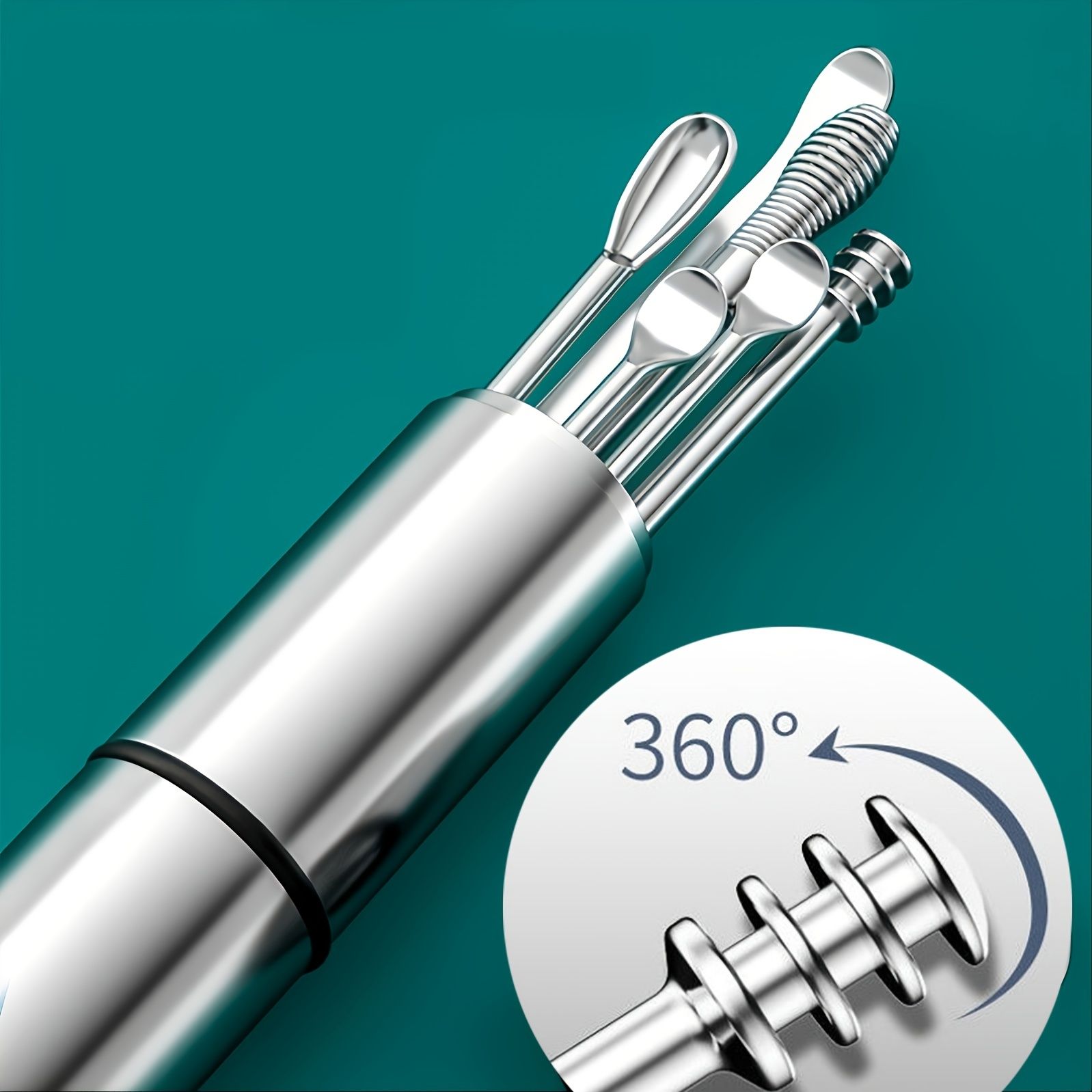 6Pcs Stainless Steel Ear Wax Removal Kit - Safe & Gentle Spiral Ear Picks with Spoon Cleaners - Premium Durable Ear Cleaning Solution for Total Hygiene