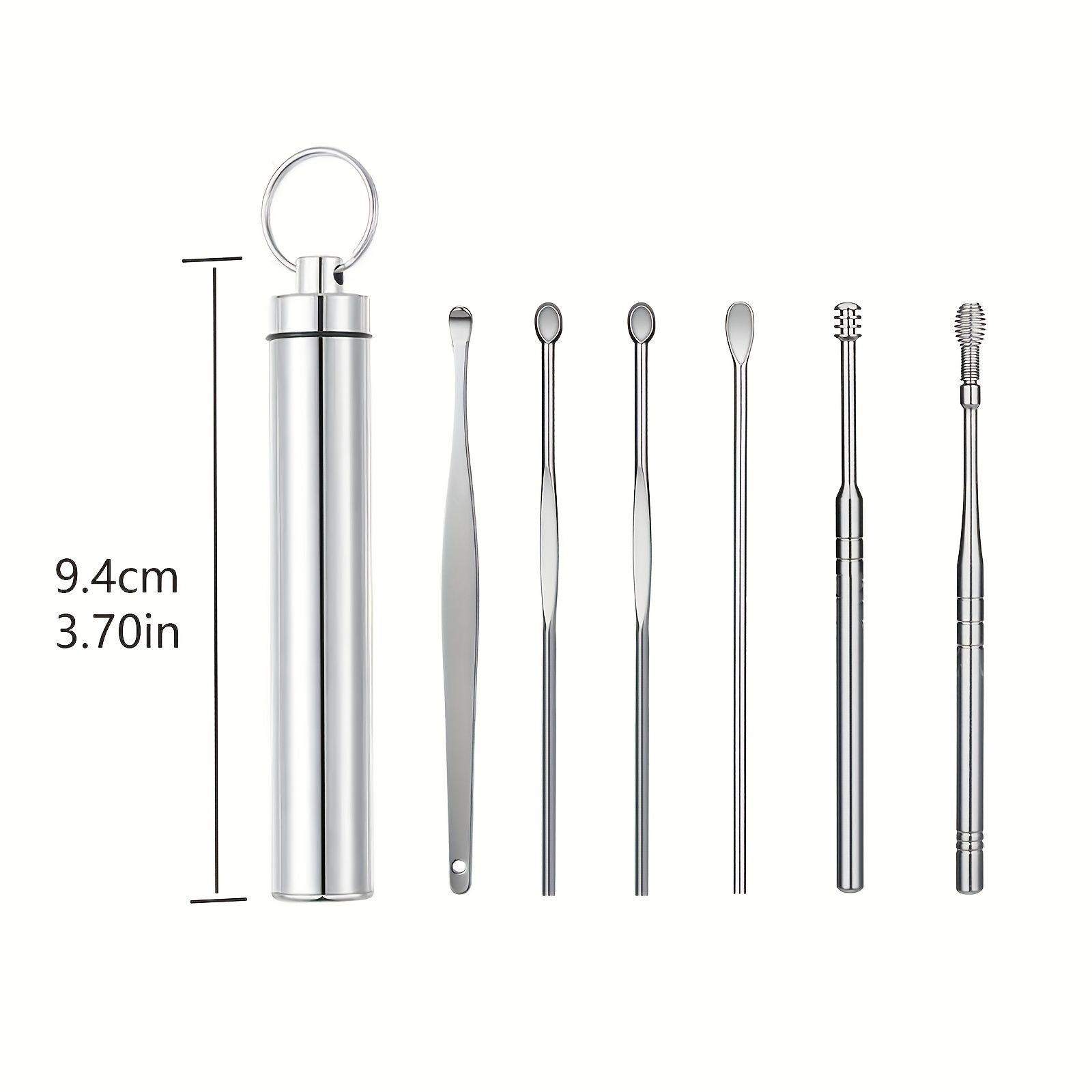 6Pcs Stainless Steel Ear Wax Removal Kit - Safe & Gentle Spiral Ear Picks with Spoon Cleaners - Premium Durable Ear Cleaning Solution for Total Hygiene