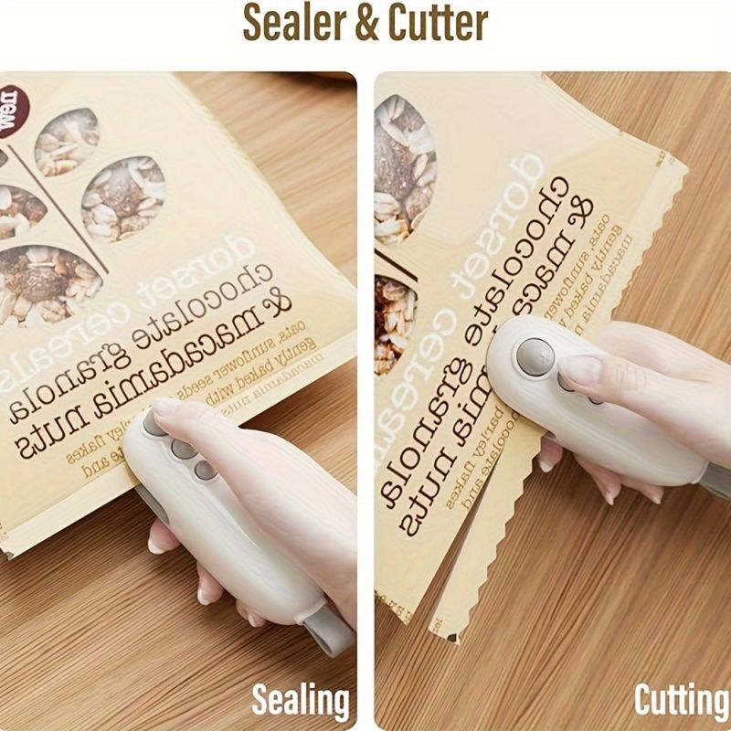 Rechargeable Mini Bag Sealer Machine - Portable Heat Sealer with Cutter and Magnetic Function - Keep Food Fresh and Snacks Crispy for Longer with Lithium Battery Power