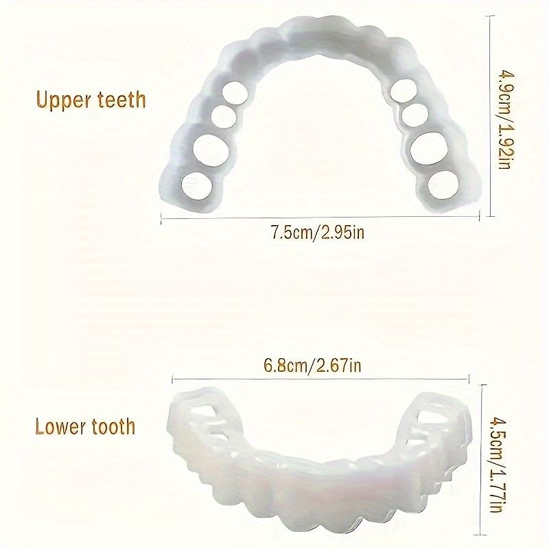 1 x Comfort Fit Flex White Denture Top Veneer - Enhance Your Smile with Ultra-Comfortable, Durable Plastic Material - Perfect Dental Accessory for Men and Women