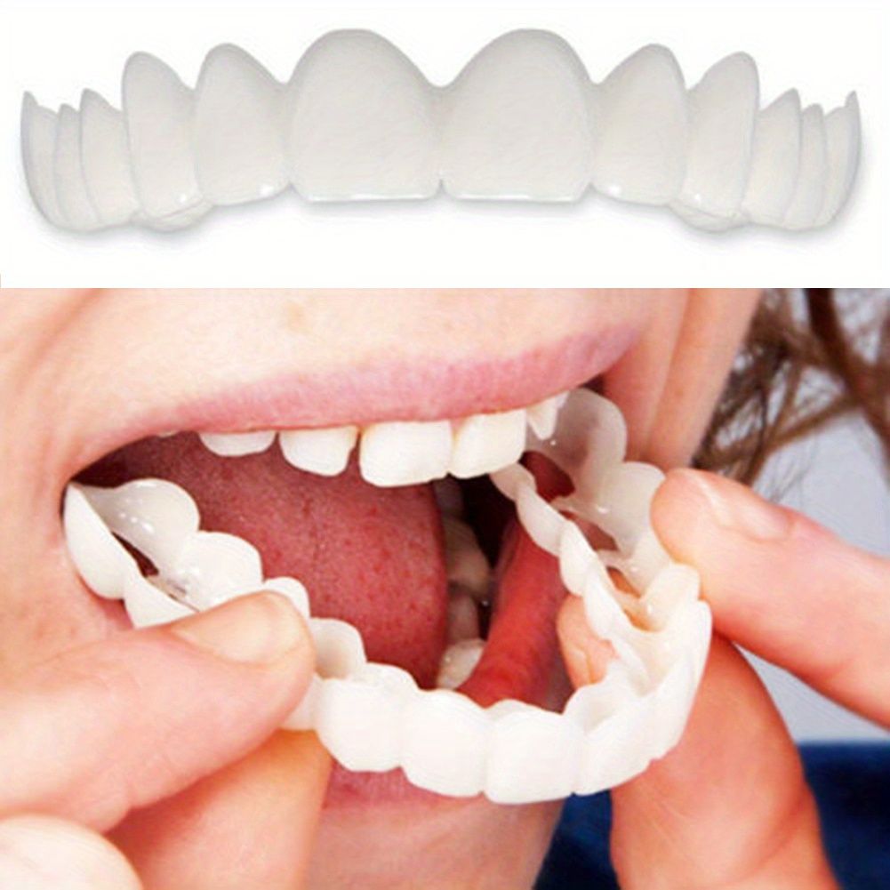 1 x Comfort Fit Flex White Denture Top Veneer - Enhance Your Smile with Ultra-Comfortable, Durable Plastic Material - Perfect Dental Accessory for Men and Women