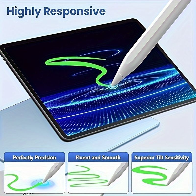 15-Minute Fast Charge Universal Stylus Pen - High Precision Magnetic Capacitive Touch Screen Stylus for Samsung, Tablet, Phone, Android, iOS - White Color with Long-Lasting Battery Life