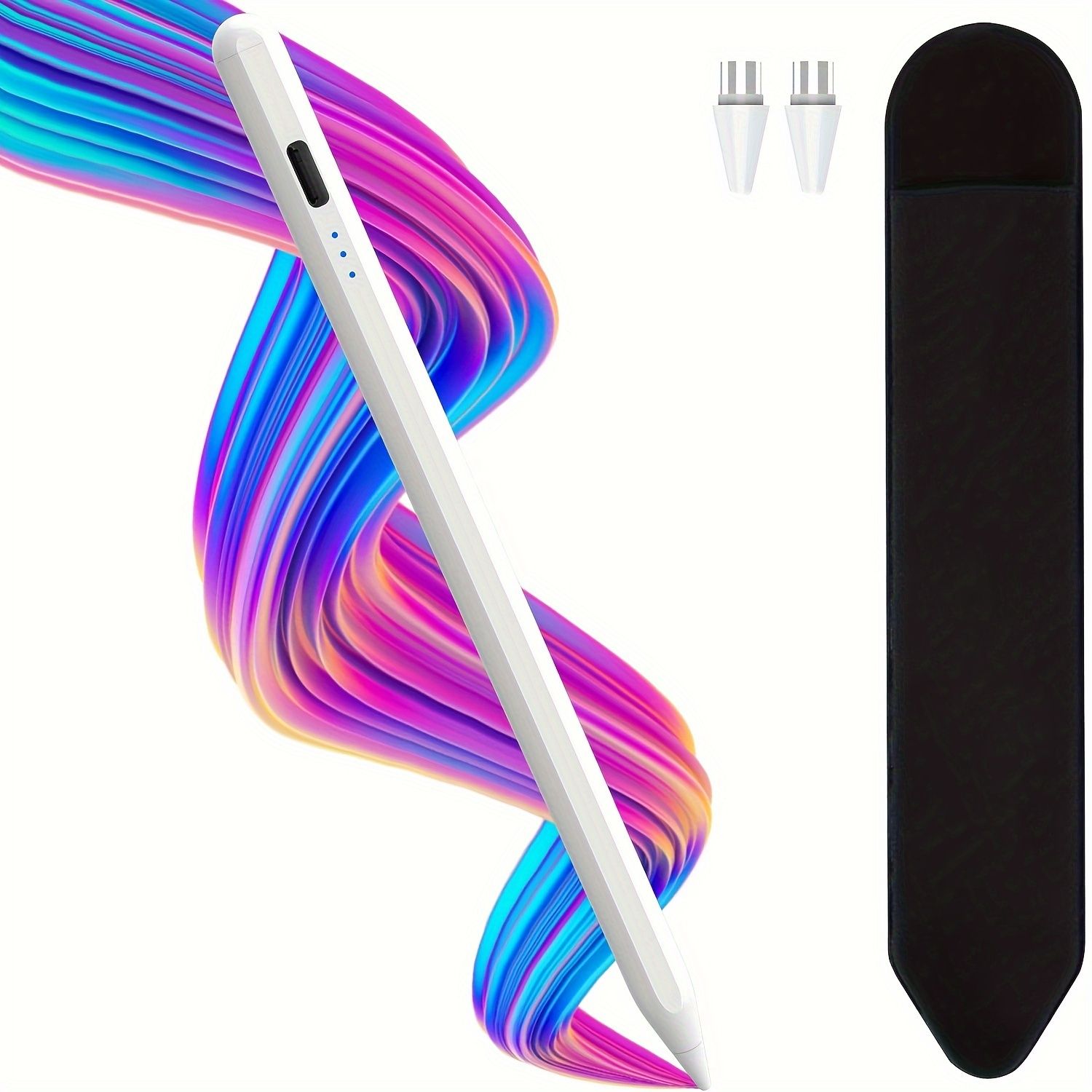 15-Minute Fast Charge Universal Stylus Pen - High Precision Magnetic Capacitive Touch Screen Stylus for Samsung, Tablet, Phone, Android, iOS - White Color with Long-Lasting Battery Life