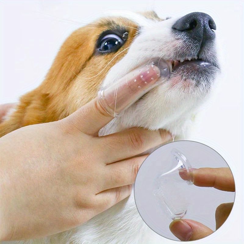 5PCS Pet Finger Toothbrush Set for Dogs and Cats - Super Soft Silicone Bristles for Gentle Tartar and Bad Breath Removal - Recyclable Teeth Cleaning Tool for Small and Large Pets - No Battery Required