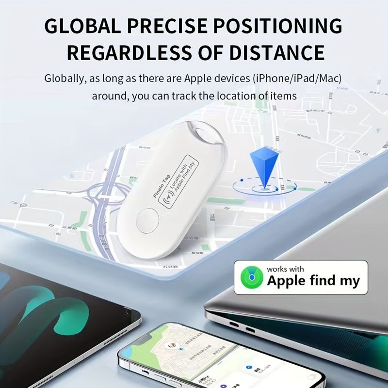 1 PCS FineinTag GPS Tag - Ultra-Compact Smart AirTag for Pet and Car Tracking, Advanced Wireless Technology, IOS Compatible, No App Download Required, Extremely Lightweight - White