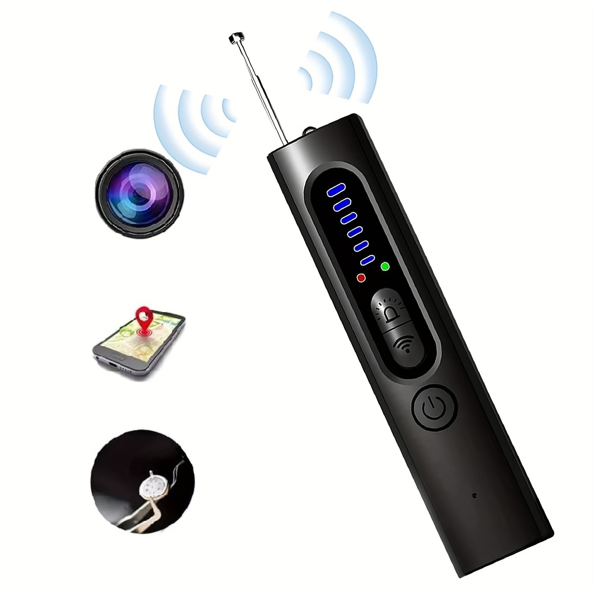 4 Professional Modes Hidden Camera Detectors, 6 Levels Sensitivity Anti-Spy Camera Bug Detector Car GPS Tracker Detector RF Wireless Signal Scanner Listening Detector for Car Indoor Home Hotel Travel