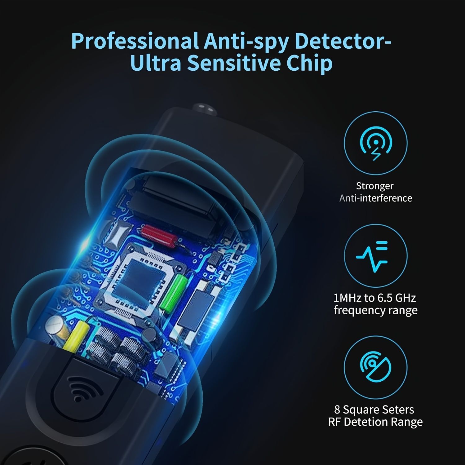 4 Professional Modes Hidden Camera Detectors, 6 Levels Sensitivity Anti-Spy Camera Bug Detector Car GPS Tracker Detector RF Wireless Signal Scanner Listening Detector for Car Indoor Home Hotel Travel