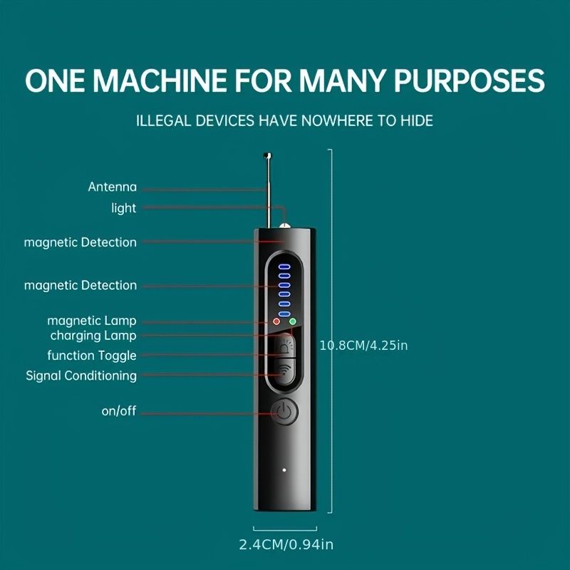 4 Professional Modes Hidden Camera Detectors, 6 Levels Sensitivity Anti-Spy Camera Bug Detector Car GPS Tracker Detector RF Wireless Signal Scanner Listening Detector for Car Indoor Home Hotel Travel