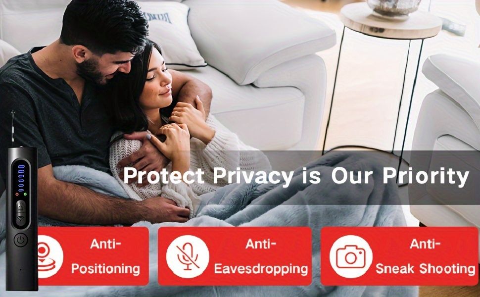 4 Professional Modes Hidden Camera Detectors, 6 Levels Sensitivity Anti-Spy Camera Bug Detector Car GPS Tracker Detector RF Wireless Signal Scanner Listening Detector for Car Indoor Home Hotel Travel