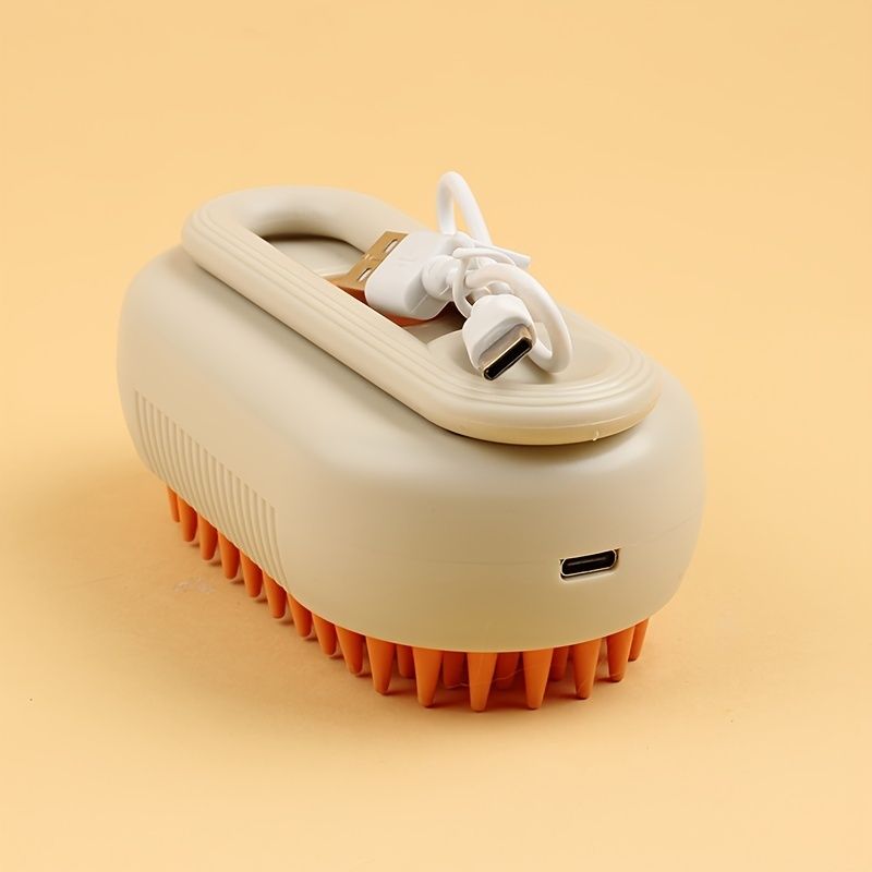 1 Pet Automatic Spray Hair Remover and Anti-Static Massage Comb for Dogs - Gentle Silicone Design, USB Rechargeable, Lithium-Polymer Battery, Easy to Clean, Pain-Free Grooming Experience