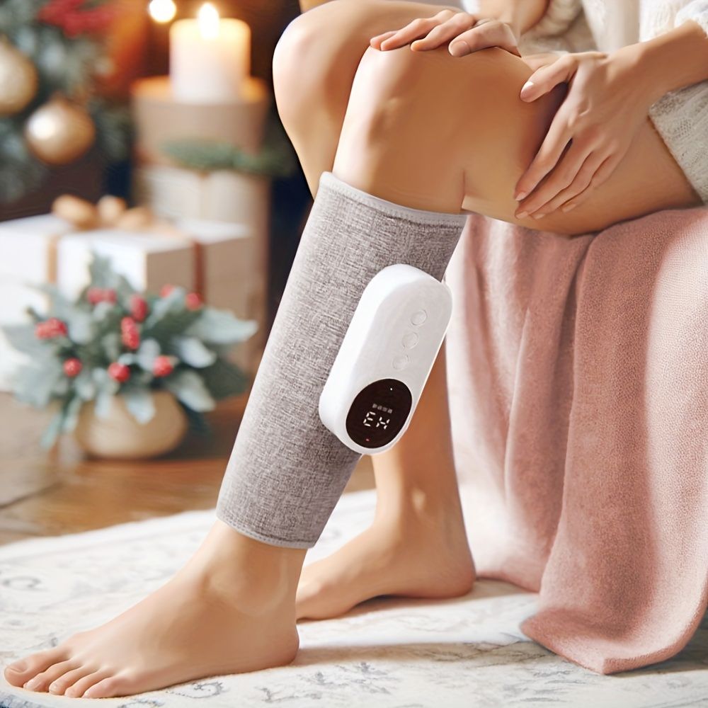 1pc Rechargeable Air Compression Leg & Calf Massager - Soothing Heat, Adjustable Intensity for Foot, Leg, Thigh, Knee - Cordless, Perfect Gift for Christmas, Mothers Day, Fathers Day