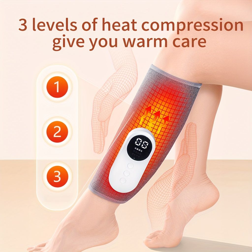 1pc Rechargeable Air Compression Leg & Calf Massager - Soothing Heat, Adjustable Intensity for Foot, Leg, Thigh, Knee - Cordless, Perfect Gift for Christmas, Mothers Day, Fathers Day